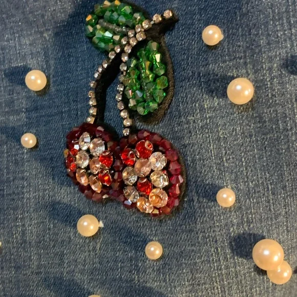 Cristina brand jeans pearl and rhinestone embellishments Embellished Blue Jeans - Picture 7 of 14